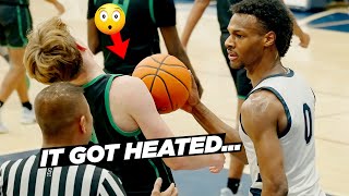 Bronny James GETS HEATED \& Responds To Trash Talker!!