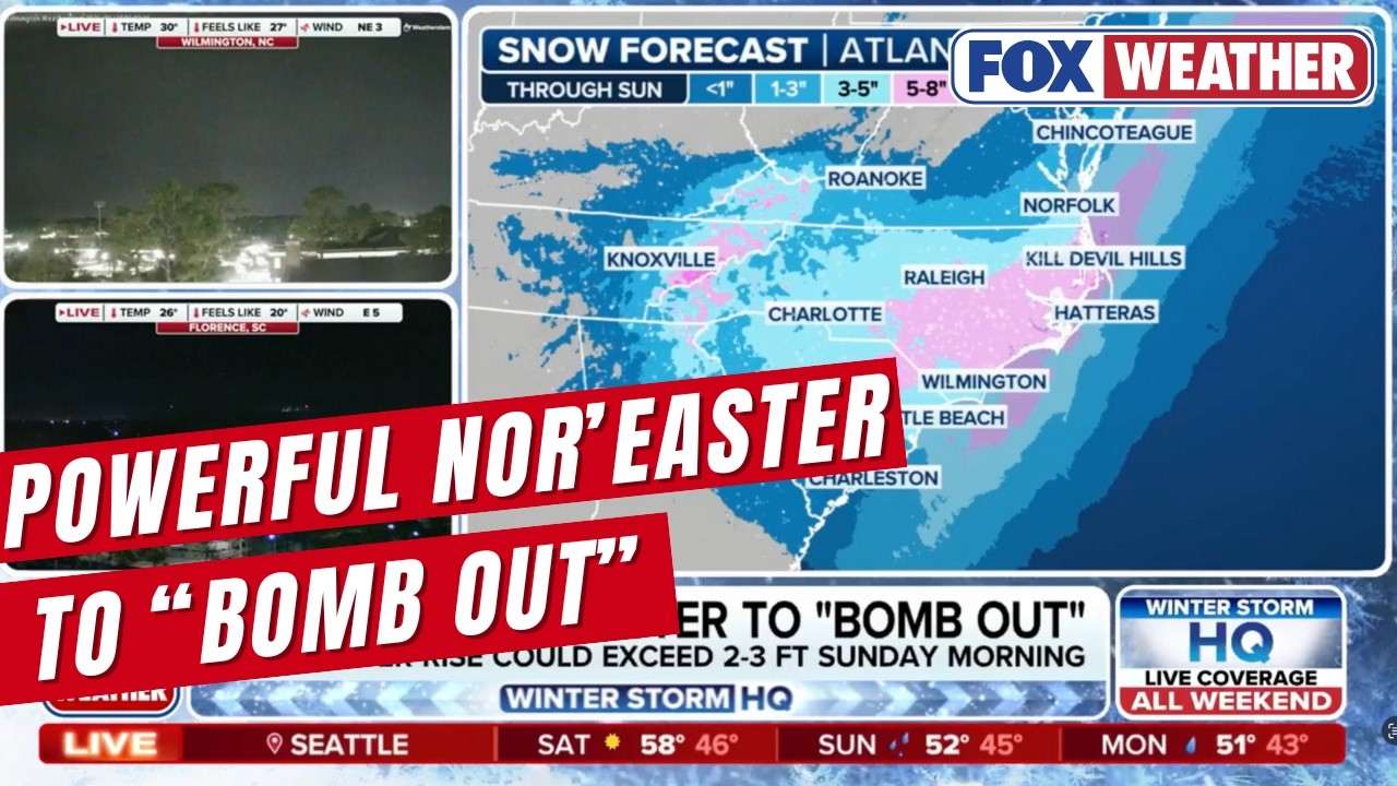Powerful Nor'easter Set to 'Bomb Out' in Less Than 24 Hours with Heavy Snow