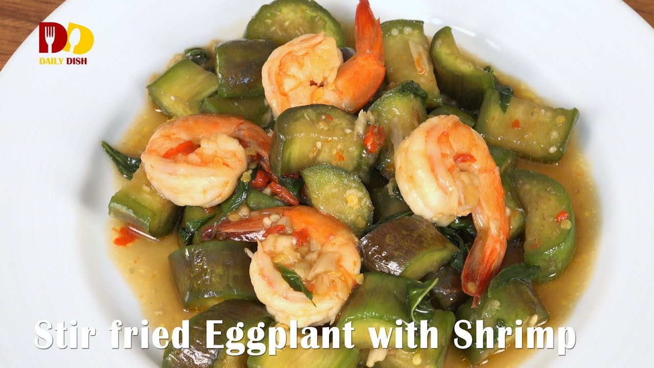 Stir Fried Eggplant with Shrimp | Thai Food | Pad Makgua Yao | ผัดมะเขือยาวกุ้งสด