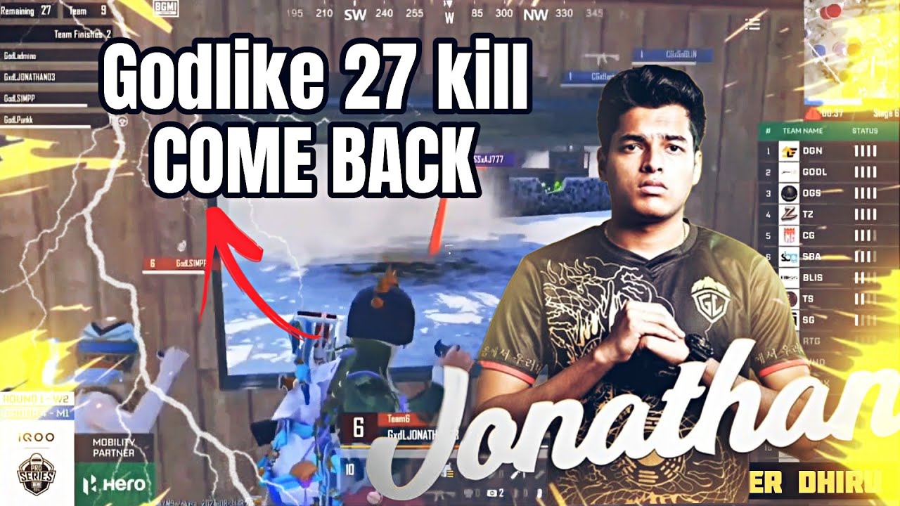 GODLIKE BMPS MATCH || 27 KILL JONATHAN 🔥🤯 || FULL BOOM BAM COME BACK 💯🔥 ...
