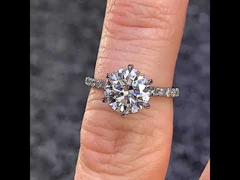 Round 6-Prong Hidden Halo Lab Grown Diamond Engagement Ring ring video