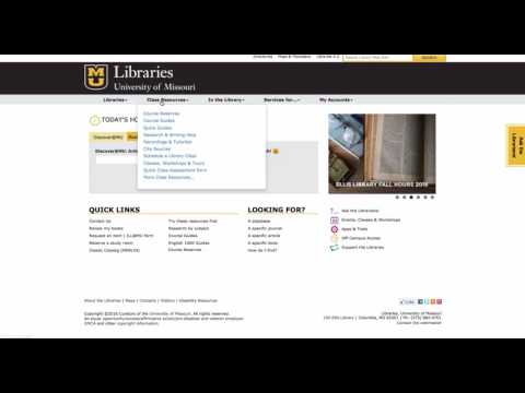 MU Libraries Homepage Tutorial: Navigation Bar