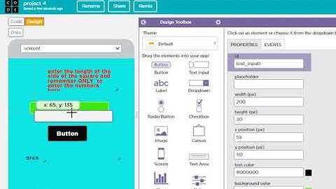 how to make a area and perimeter calculator of a square shape with the help of coding blocks