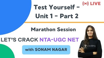 Test Yourself - Unit 1 - Part 2 | 3-Hour Marathon  | NTA UGC NET Paper-2 | Sonam Nagar