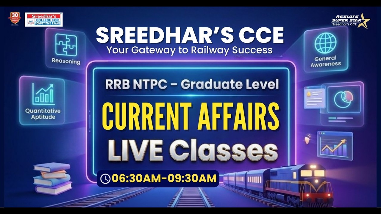 RRB NTPC Graduate Level Preparation | Current Affairs LIVE Class | SREEDHAR'S CCE