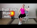 35 minute full body blast seated hiit workout for seniors w light dumbbells  intermediate level