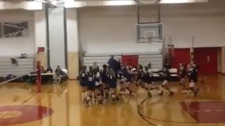 Susan Wagner High School Celebrates Winning point in volleyball
