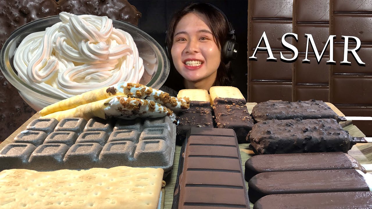 【咀嚼音】ホイップクリーム1Lをいろんなアイスクリームで食す❗️ ice Cream🍨【モッパン】