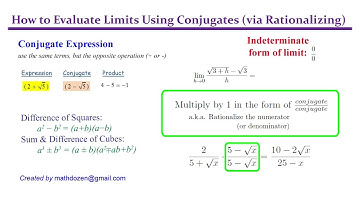 How to Evaluate Limits Using Conjugate (Rationalizing)-p1 (Calculus I)