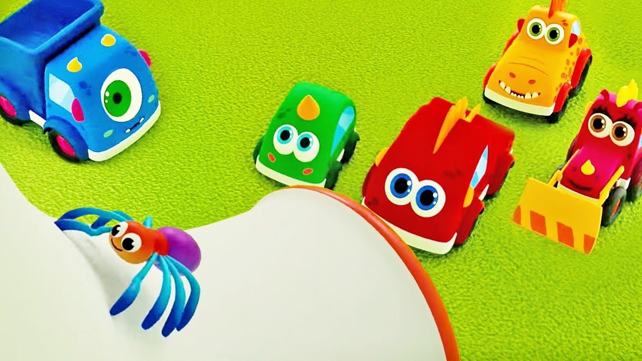Весёлый паучок - Детская песенка мультфильм для малышей - Машинки Мокас ...