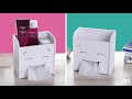 DIY MakeUp Organizer + Tissue Box From Cardboard | DIY Kotak Tisu dan Wadah MakeUp Dari Kardus