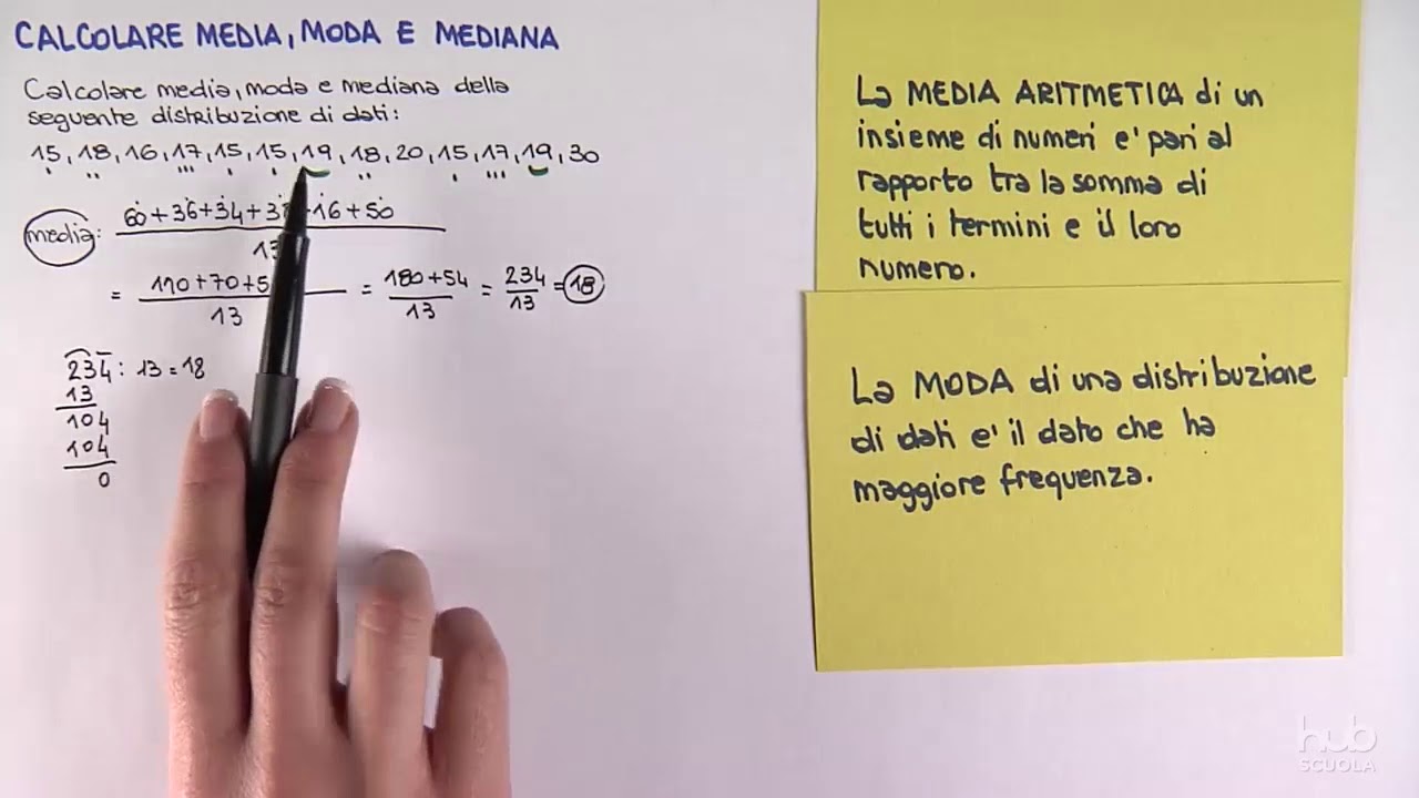 Calcolare Media Moda E Mediana YouTube