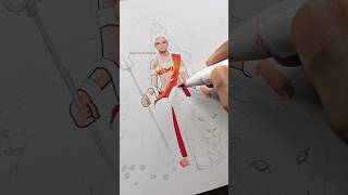 Durga Maa Drawing ? Ohuhu Markers : tutorial shorts