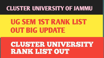 Cluster university of jammu|| Ug sem 1st RANK LIST OUT||BIG UPDATE