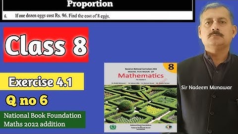 Class 8 Exercise 4.1 Q no 6 NBF Maths Ex 4.1 Proportion Words problem in Urdu Sir Nadeem Munawar