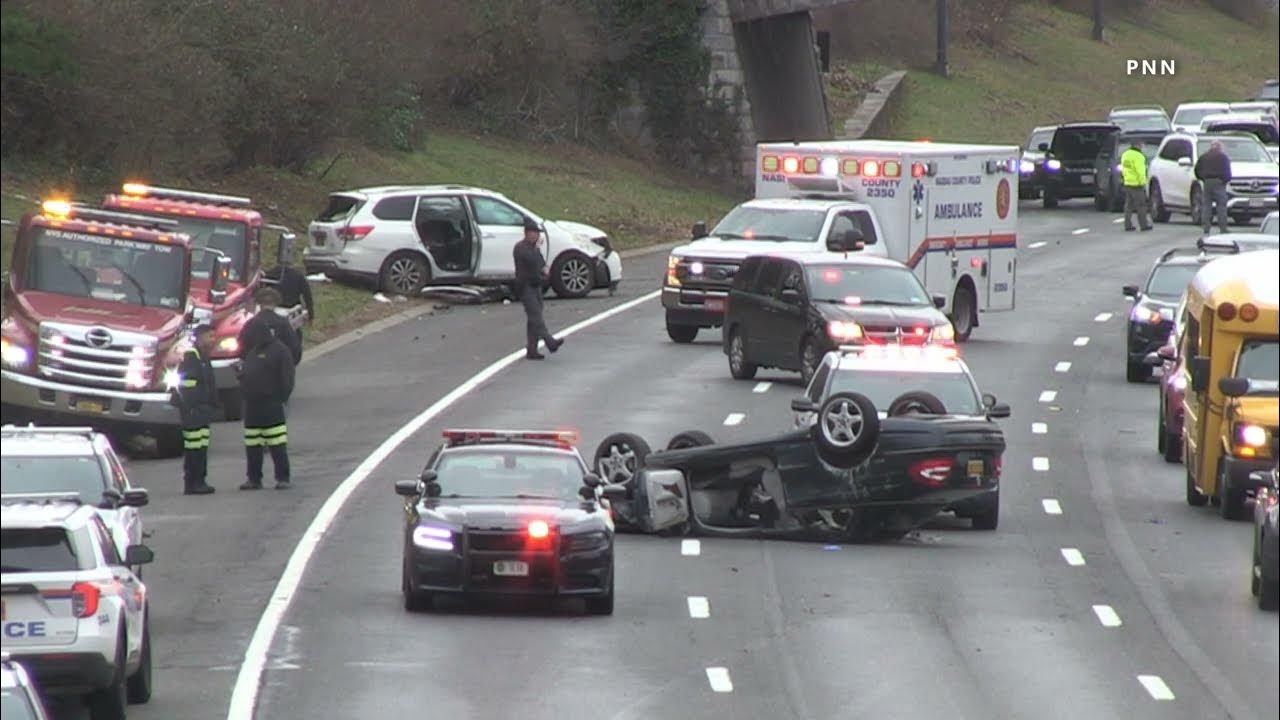 3 Hurt In Northern State Parkway Crash Involving Overturned Mercedes