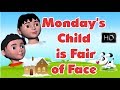 Mondays child is fair of face  nursery rhyme for children  3d animation  gupthaskids