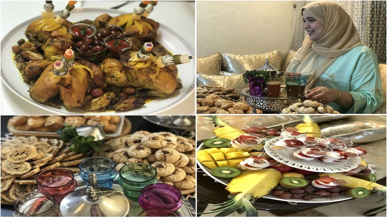 عراضة مغربية للضيوف دجاج مدغمر وتحلية
