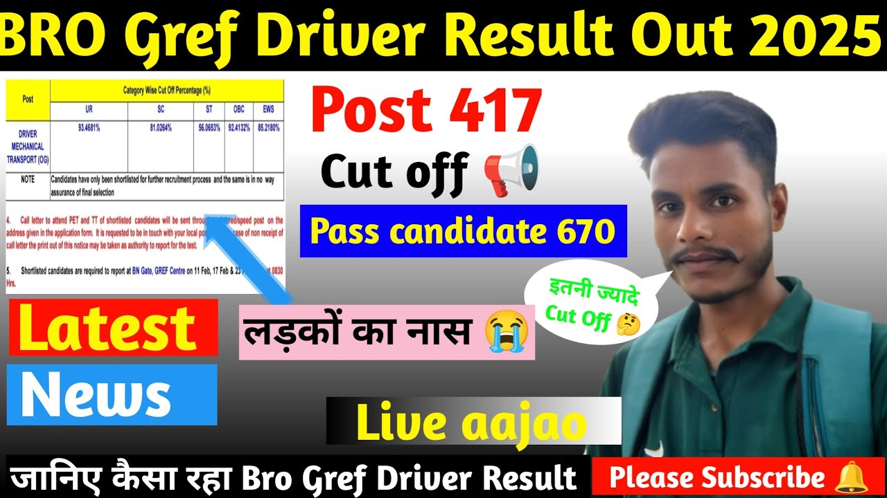 BRO Gref Driver Result Out 2025 | bro driver physical❓bro Cook Admit Card ✅ bro pet pst admit Card 📢