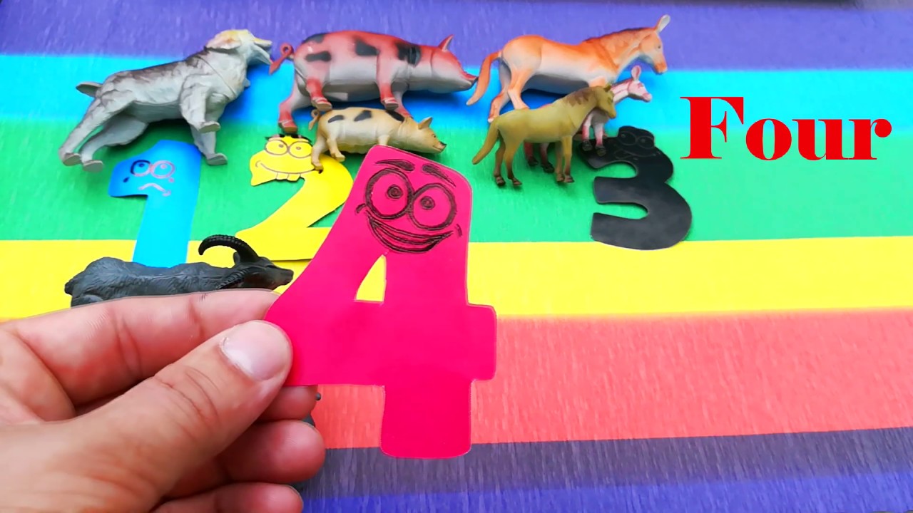 Животные для детей. Выучите названия животных, цифры, игрушки для детей. Обучающее Веселое Видео)