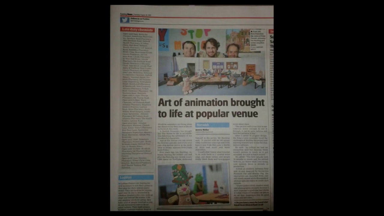 Norwich EDP Lynn News ZEY THE MOUSE Animation Exhibitions The Forum Norwich and King's Lynn