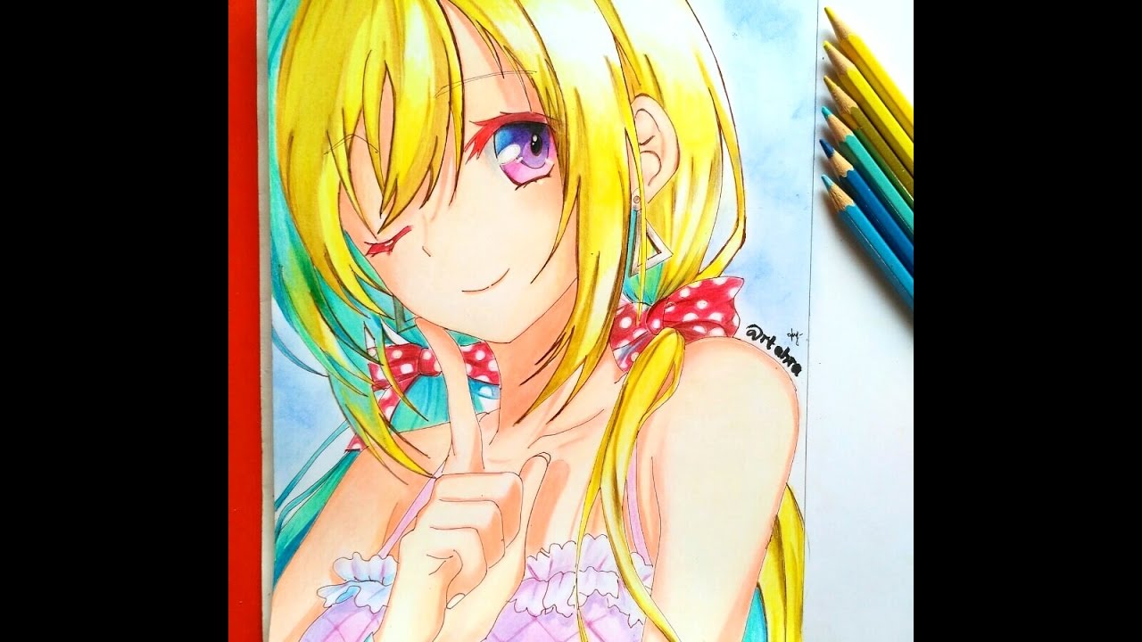 Speed Drawing Anime Chara Colored Pencil YouTube