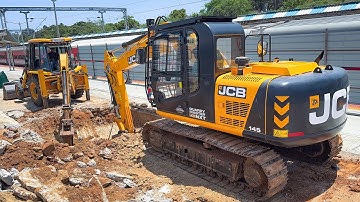JCB 145 Excavator and JCB 3DX Machine Dig Column Box for Renovation in Kanniyakumari Railway Station