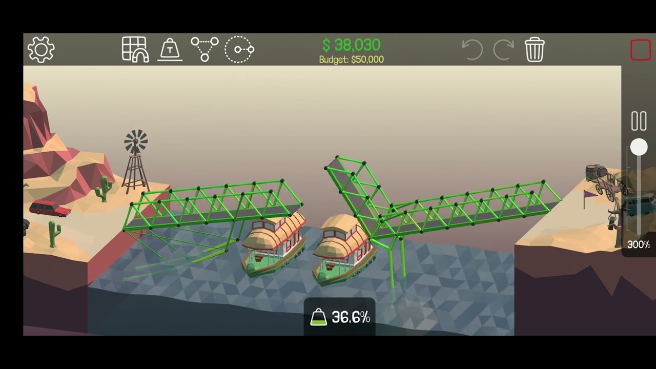 Poly bridge 2-9 : Sloped Drawbridge 3 stars with low budget
