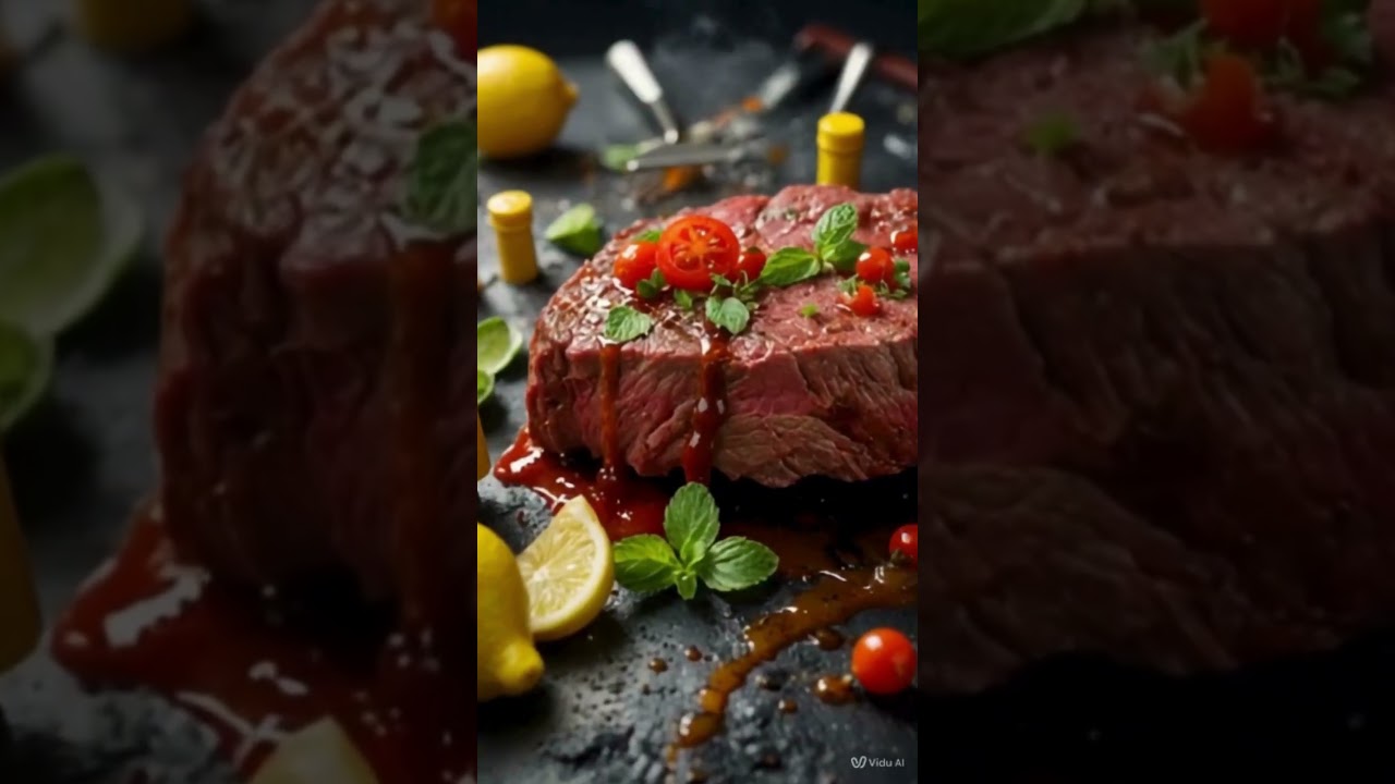 construction workers cooking beef steak 