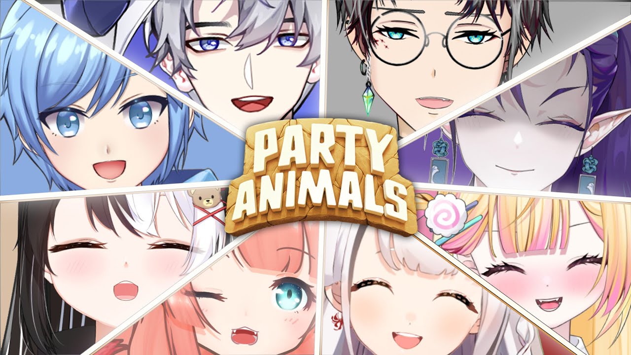 【游戲/聯動/Party Animals】動物們！來打架咯！ w/ 柴柴，Miharu，羊酥，Gin，Rico，紫夜，Nagi【秋晴ソラ】 | MYViki