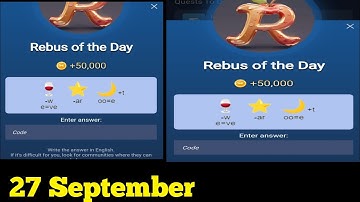 x empire 27 September all quests code|27 September Rebus of the day|27 September Riddle of the day