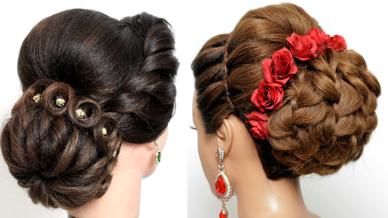 2 Wedding Hairstyles For Long Hair || Low Bun | Messy Bun Hairstyles |  Bridal Hairstyle - YouTube