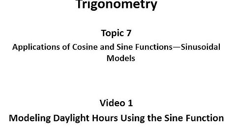 Using the Sine Function to Model Daylight Hours.