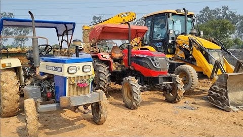 Jcb 3dx Backhoe Machine Loading Red Mud In Mahindra and Swaraj tractors | Jcb and Tractor Cartoon