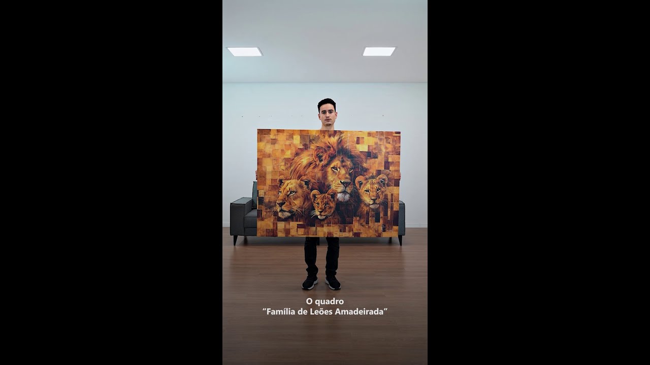 Vídeo de Quadro Família de Leão Grid Art