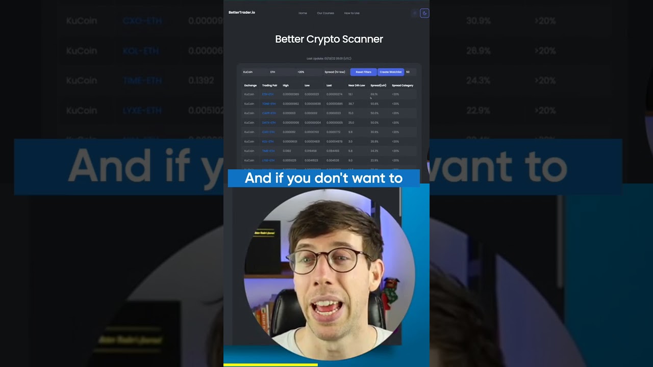 Using the Better Crypto Scanner to Filter and Sort Results - YouTube