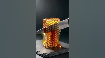 Golden Honeycomb, One Perfect Knife Slice  #seedance #ASMR #SatisfyingVideo