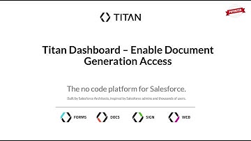 Titan Dashboard – Enable Document Generation Access