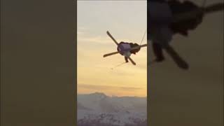 Epic Ski Aerial Tricks: Watch These Insane Moves on the Snowy Mountain! #shorts