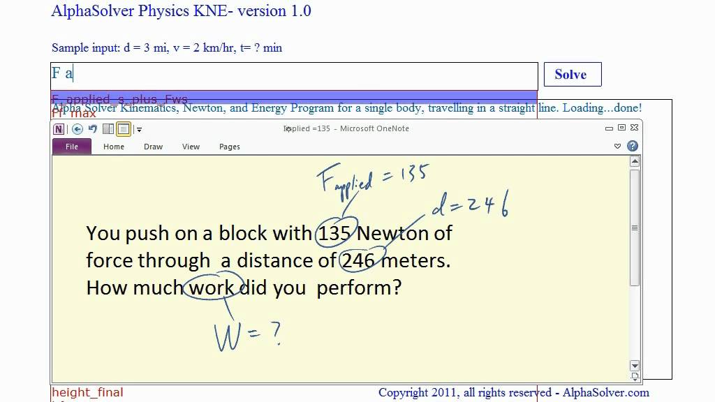 work problem solving examples physics