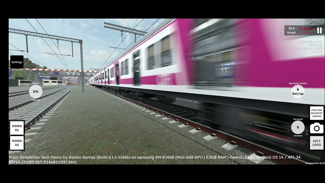 Long local train crossing in RG train tech demo.