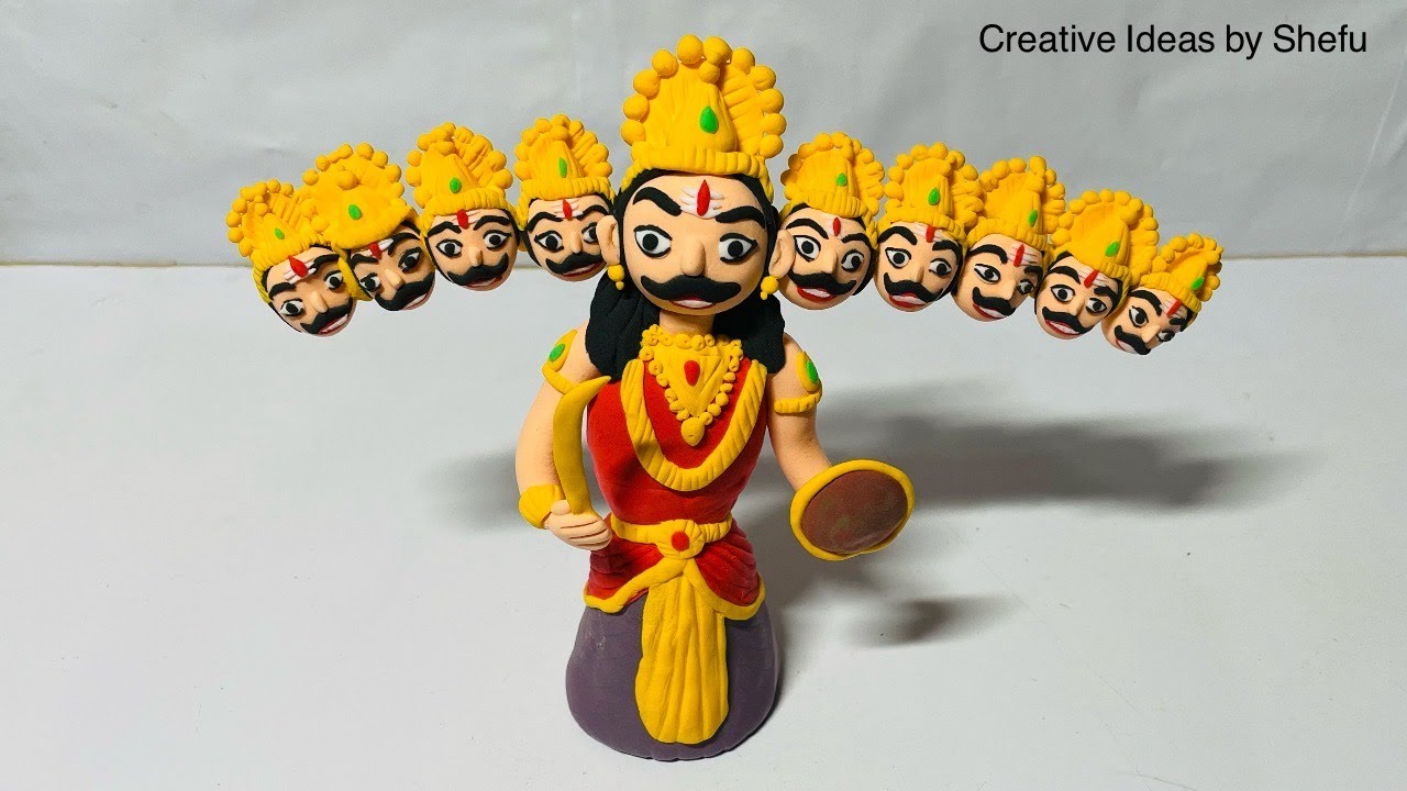 How to make Ravan with polymer clay || DIY Polymer clay Ravan || घर पर ...