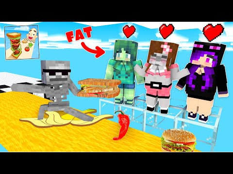 Monster School : Fat Girls and SANDWICH RUNNER CHALLENGE - Minecraft Animation