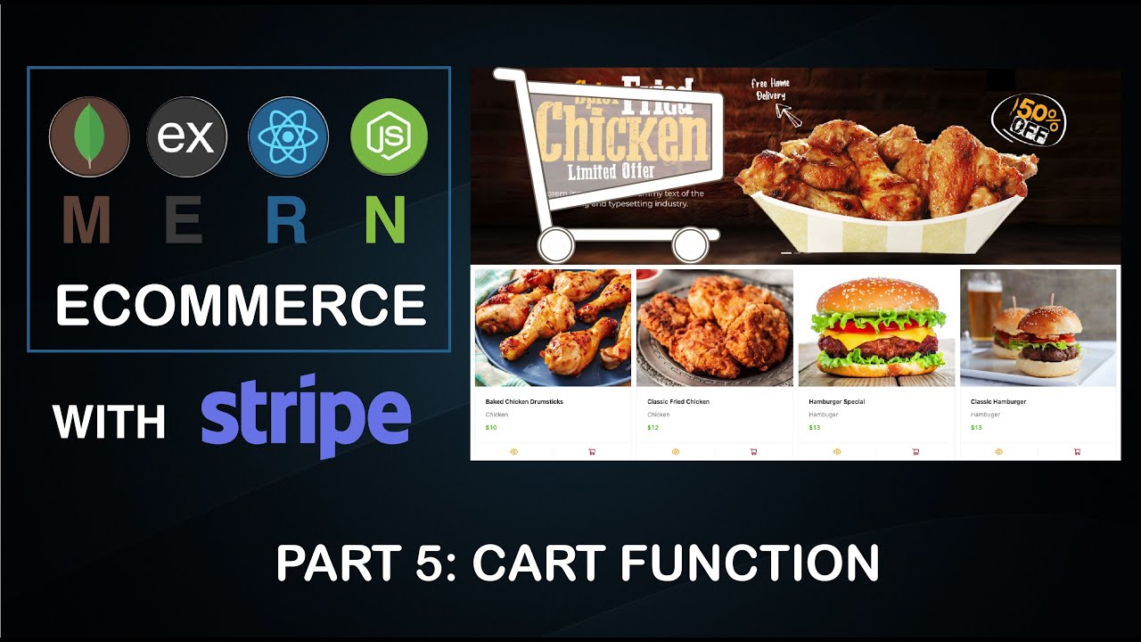 MERN stack Ecommerce - Part 5: Shopping cart using React - YouTube
