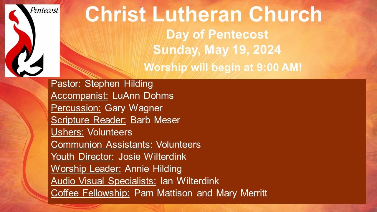 Day of Pentecost. Sunday, May 19, 2024 - YouTube