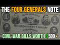 CIVIL WAR GREEN BACK - The Four Generals Banknote from 1865