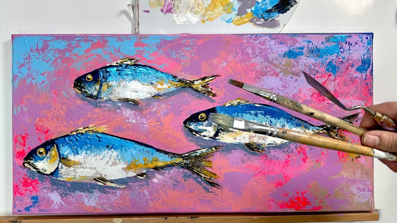 GANZ LEICHT Fische mit Acryl spachteln - für ANFÄNGER (Anleitung)