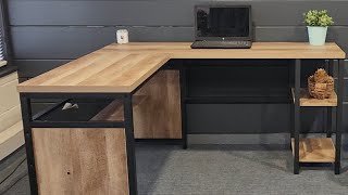 Fatorri L Shaped Office Desk in Modern Industrial Style