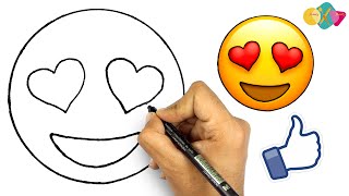 رسم سهل في دقيقة || كيف ترسم ايموجي الفيسبوك || القلب | تعليم الرسم