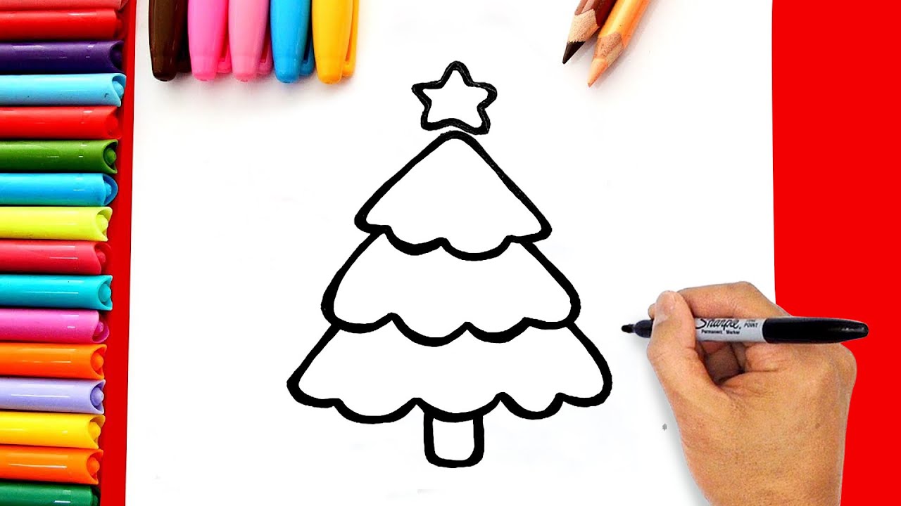 Simple Christmas Tree Drawing - The Easiest Way To Draw A Christmas Tree -  Youtube